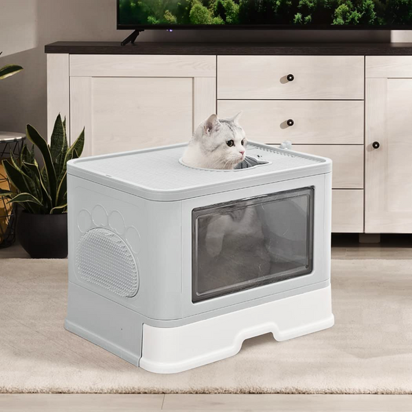 Stylish Box Enclosure With Portable Scoop Drawer Cat Litter