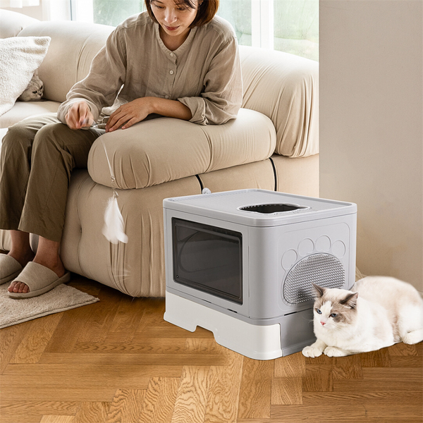 Stylish Box Enclosure With Portable Scoop Drawer Cat Litter