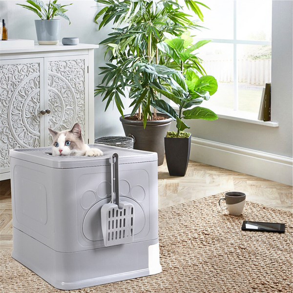 Stylish Box Enclosure With Portable Scoop Drawer Cat Litter