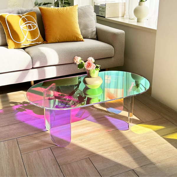 Shatterproof Iridescent Clear Acrylic Coffee Table Coffee Tables