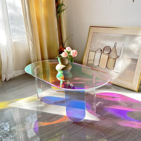 Shatterproof Iridescent Clear Acrylic Coffee Table Coffee Tables