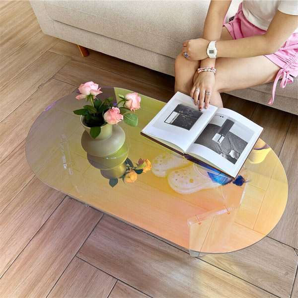 Shatterproof Iridescent Clear Acrylic Coffee Table Coffee Tables