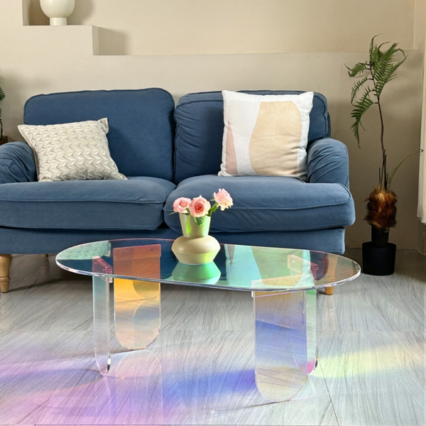 Shatterproof Iridescent Clear Acrylic Coffee Table Coffee Tables