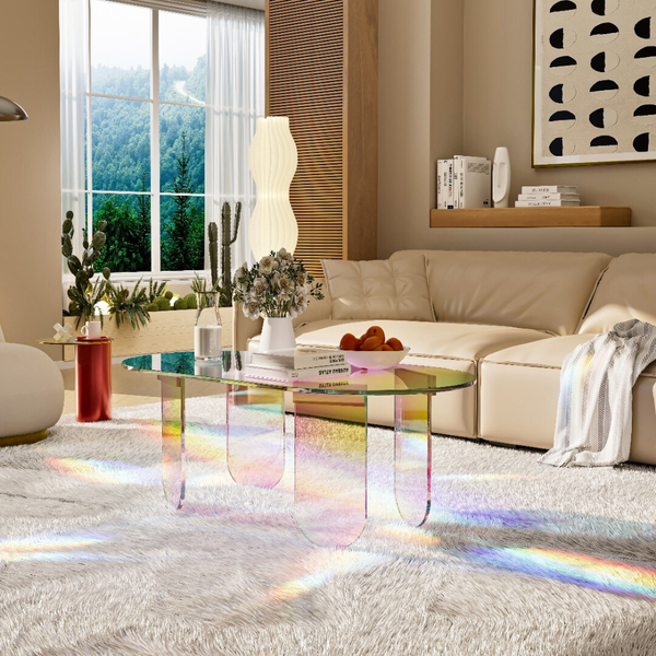 Shatterproof Iridescent Clear Acrylic Coffee Table Coffee Tables