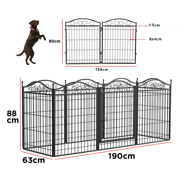 Premium Foldable 8 Panel Metal Dog Playpen With Gate Fences & Pens