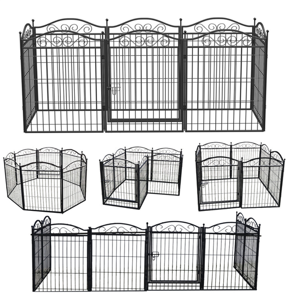Premium Foldable 8 Panel Metal Dog Playpen With Gate Fences & Pens