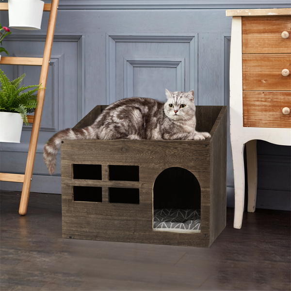 Cozy Cat Cave Bed With Cushion Pad And Litter Box Pet Beds