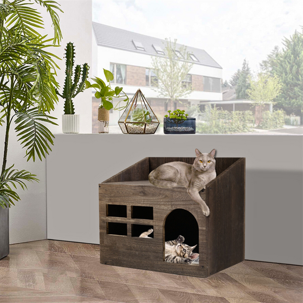 Cozy Cat Cave Bed With Cushion Pad And Litter Box Pet Beds