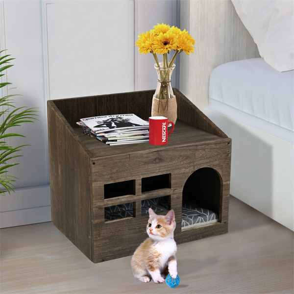 Cozy Cat Cave Bed With Cushion Pad And Litter Box Pet Beds