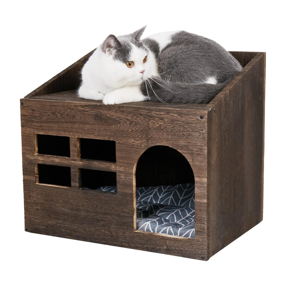Cozy Cat Cave Bed With Cushion Pad And Litter Box Pet Beds