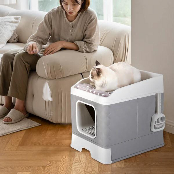 Detachable Top Box With Front Entry And Portable Scoop Drawer Cat Litter