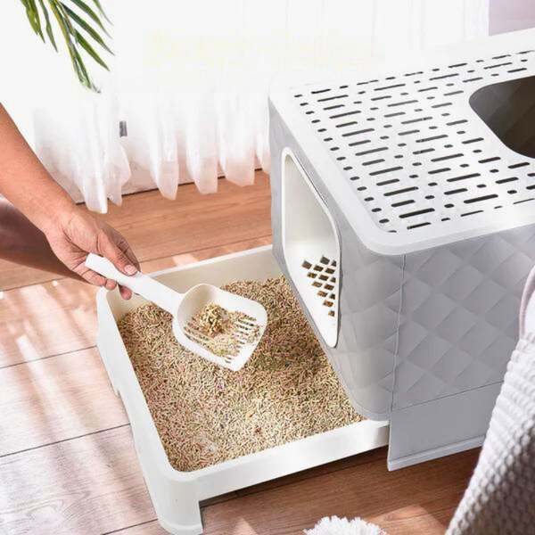 Detachable Top Box With Front Entry And Portable Scoop Drawer Cat Litter