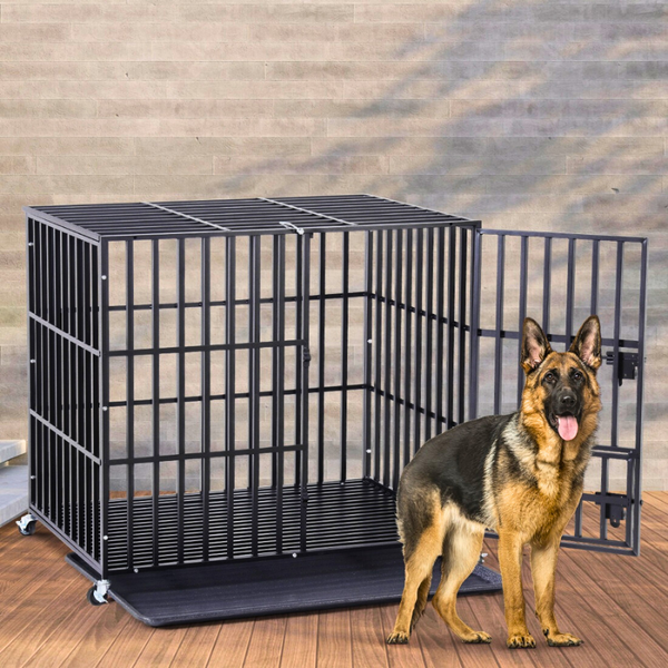 Mobile Heavy Duty Dog Crate With 3 Doors And Bottom Tray Dog Kennels