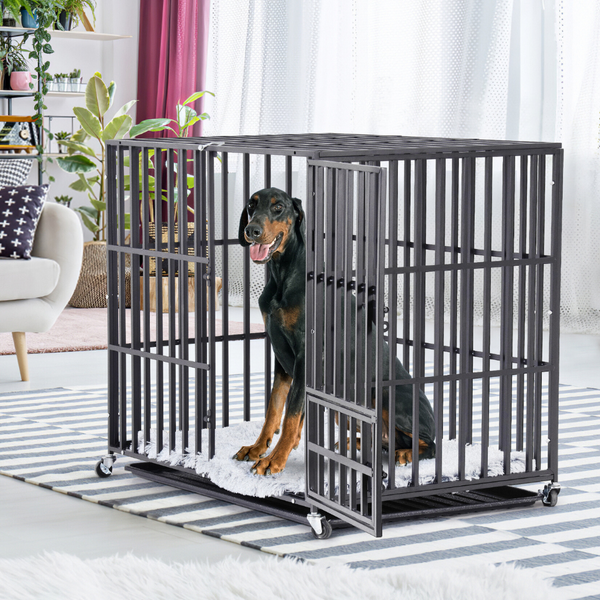 Mobile Heavy Duty Dog Crate With 3 Doors And Bottom Tray Dog Kennels