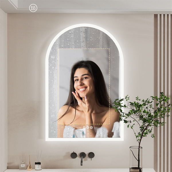 Chic Backlit Bathroom Vanity Mirror With Time And Temperature Display Mirrors