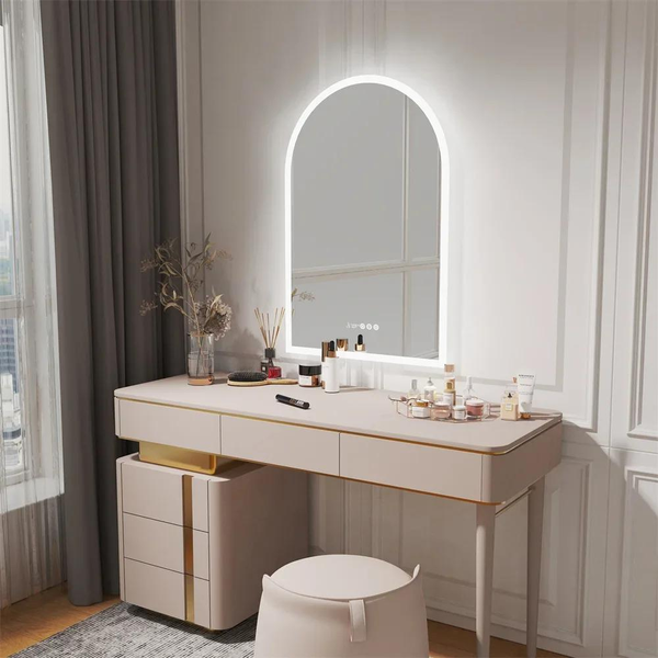 Chic Backlit Bathroom Vanity Mirror With Time And Temperature Display Mirrors