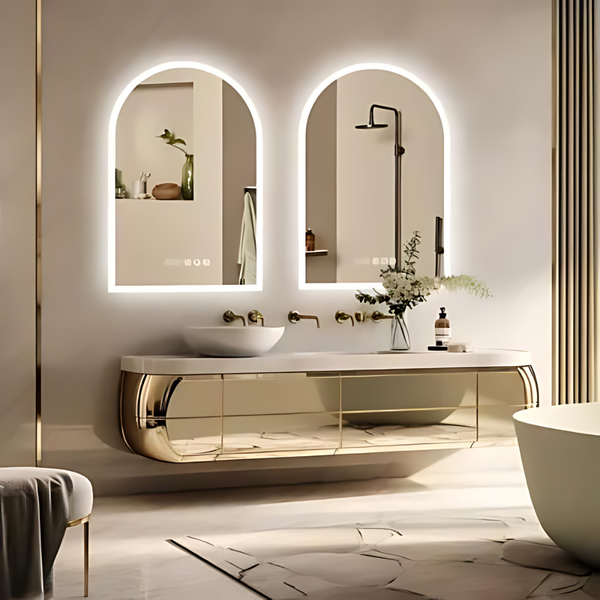 Chic Backlit Bathroom Vanity Mirror With Time And Temperature Display Mirrors