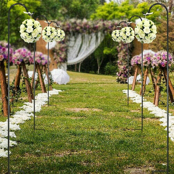 Set Of 8 Metal Shepherd Crook Hook Bird Feeder Pole Plants Basket Hanger Feeders