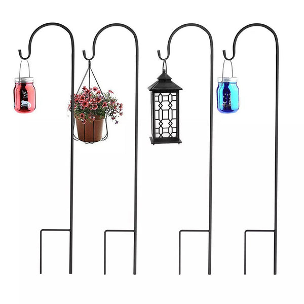 Set Of 8 Metal Shepherd Crook Hook Bird Feeder Pole Plants Basket Hanger Feeders