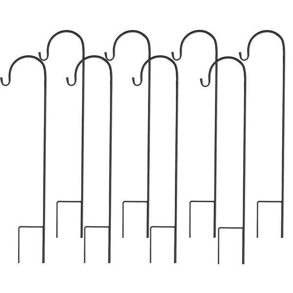 Set Of 8 Metal Shepherd Crook Hook Bird Feeder Pole Plants Basket Hanger Feeders
