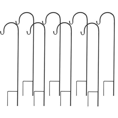 Set Of 8 Metal Shepherd Crook Hook Bird Feeder Pole Plants Basket Hanger Feeders