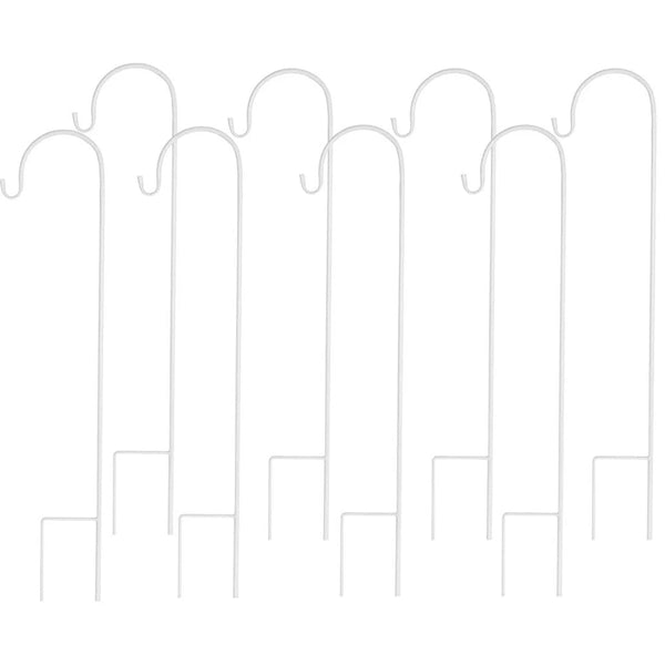 Set Of 8 Metal Shepherd Crook Hook Bird Feeder Pole Plants Basket Hanger Feeders