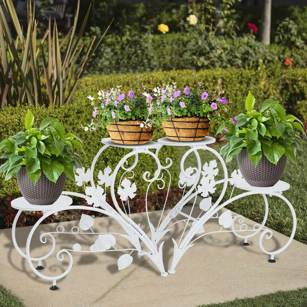 Set Of 2 Heavy Duty Metal Round Plant Stand Rustproof Flower Pot Display Holder Plant Stands