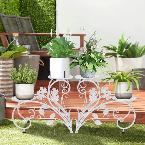 Set Of 2 Heavy Duty Metal Round Plant Stand Rustproof Flower Pot Display Holder Plant Stands