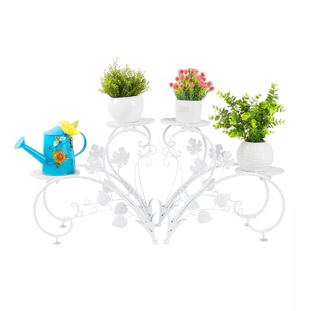 Set Of 2 Heavy Duty Metal Round Plant Stand Rustproof Flower Pot Display Holder Plant Stands