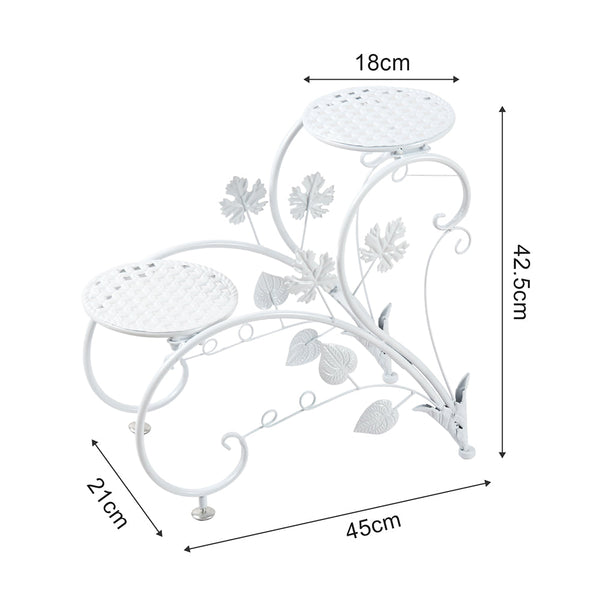 Set Of 2 Heavy Duty Metal Round Plant Stand Rustproof Flower Pot Display Holder Plant Stands