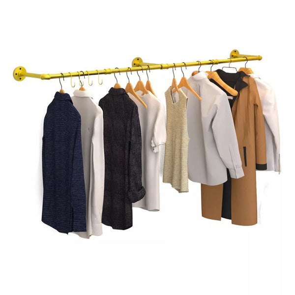 Wall Mounted Iron Clothing Storage Hanger Rod Gold Clothes Hangers