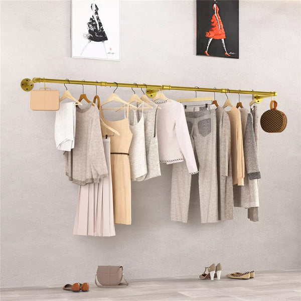Wall Mounted Iron Clothing Storage Hanger Rod Gold Clothes Hangers