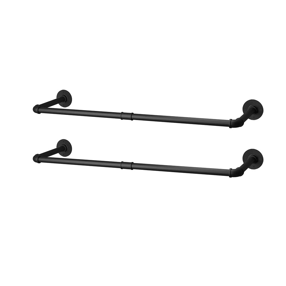 Pack Of 2 Wall Mounted Iron Pipe Clothes Rail Rack Garment Racks