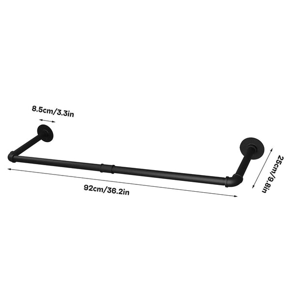 Pack Of 2 Wall Mounted Iron Pipe Clothes Rail Rack Garment Racks
