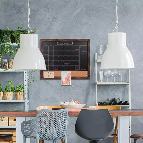 Wood Framed Calendar Magnetic Blackboard Monthly Weekly Notice Board Message Boards