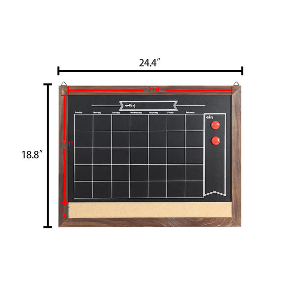 Wood Framed Calendar Magnetic Blackboard Monthly Weekly Notice Board Message Boards