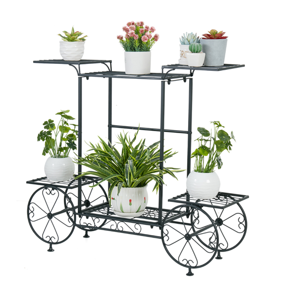 Large Metal Garden Cart Plant Stand Parisian Style Flower Display Rack Plant Stands