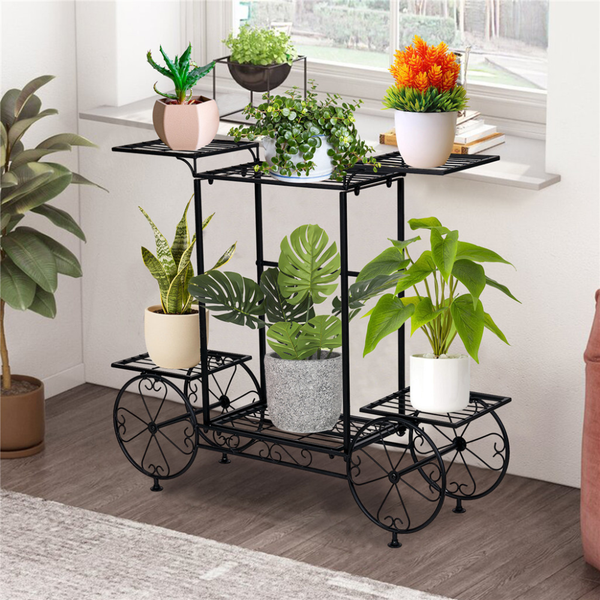 Large Metal Garden Cart Plant Stand Parisian Style Flower Display Rack Plant Stands