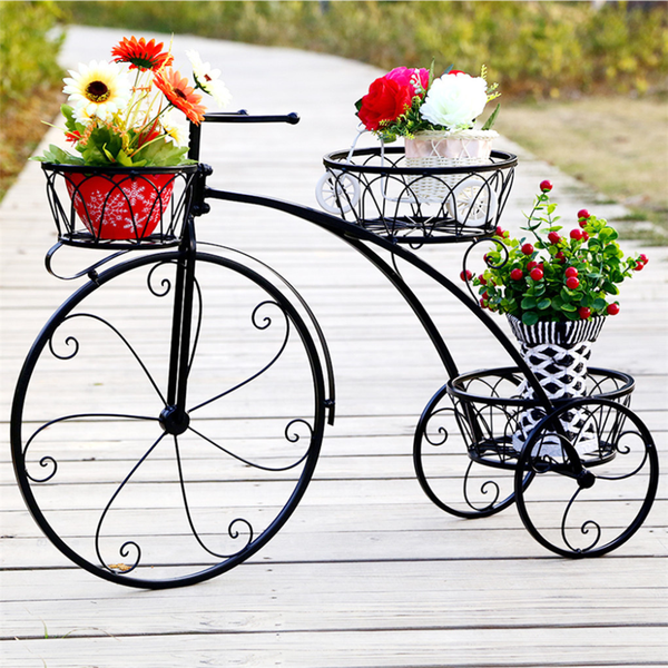 3 Tier Bicycle Plant Stand Wrought Iron Tricycle Planter Plant Stands