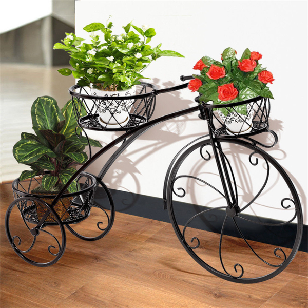 3 Tier Bicycle Plant Stand Wrought Iron Tricycle Planter Plant Stands