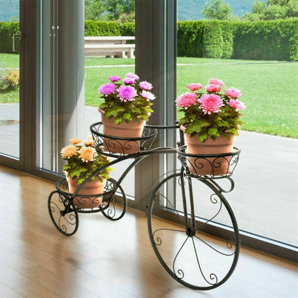 3 Tier Bicycle Plant Stand Wrought Iron Tricycle Planter Plant Stands