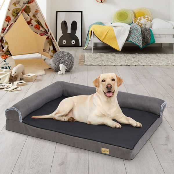 L Shape Pet Calming Bed Chaise Sofa Kennel Mat With Removable Plush Cover Pet Beds