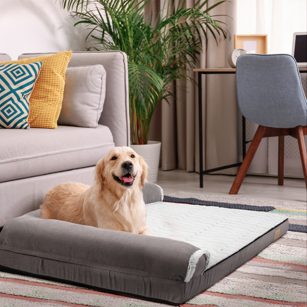 L Shape Pet Calming Bed Chaise Sofa Kennel Mat With Removable Plush Cover Pet Beds