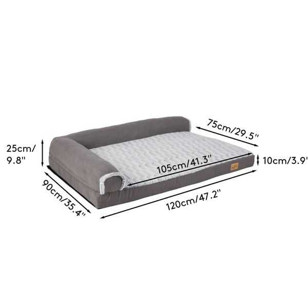 L Shape Pet Calming Bed Chaise Sofa Kennel Mat With Removable Plush Cover Pet Beds