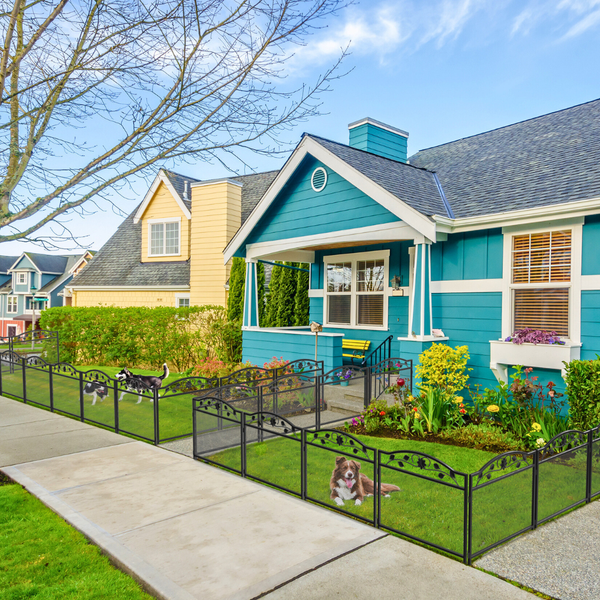 5 Panel Garden Entry Path Fence Black Metal Barrier Border Fence Panels