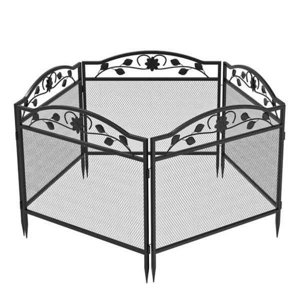 5 Panel Garden Entry Path Fence Black Metal Barrier Border Fence Panels