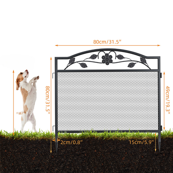 5 Panel Garden Entry Path Fence Black Metal Barrier Border Fence Panels