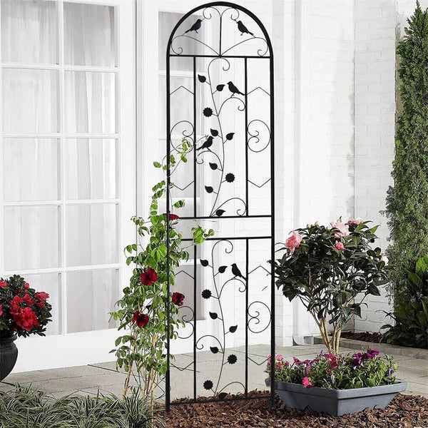 2Pcs Metal Garden Trellis Fence Anti Rust Climbing Plant Flower Panels Trellises