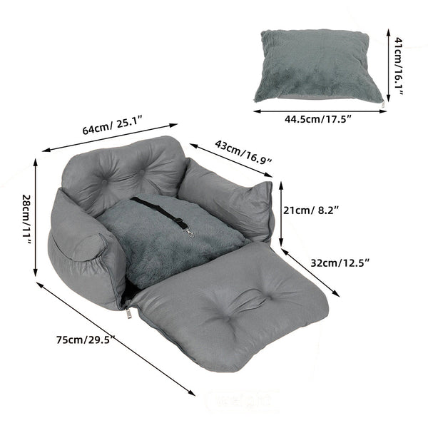 Dog Car Seat With Safety Belt Pet Booster Nest Cushion Pet Transport