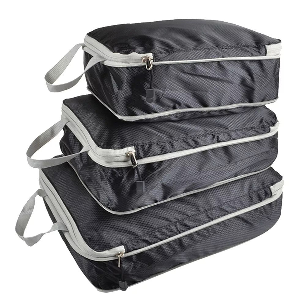 3Pcs Compressible Travel Storage Bag Suitcase Packing Cubes Packing Organisers